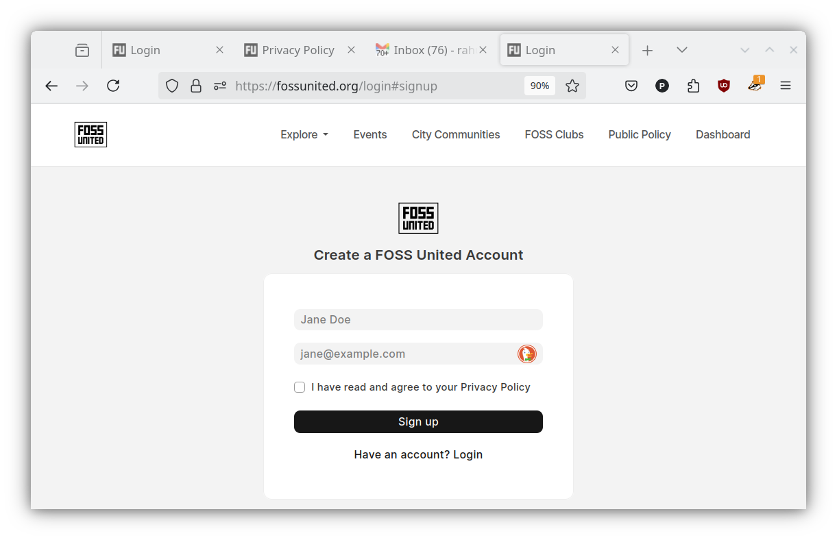 Provide name/alias and email address