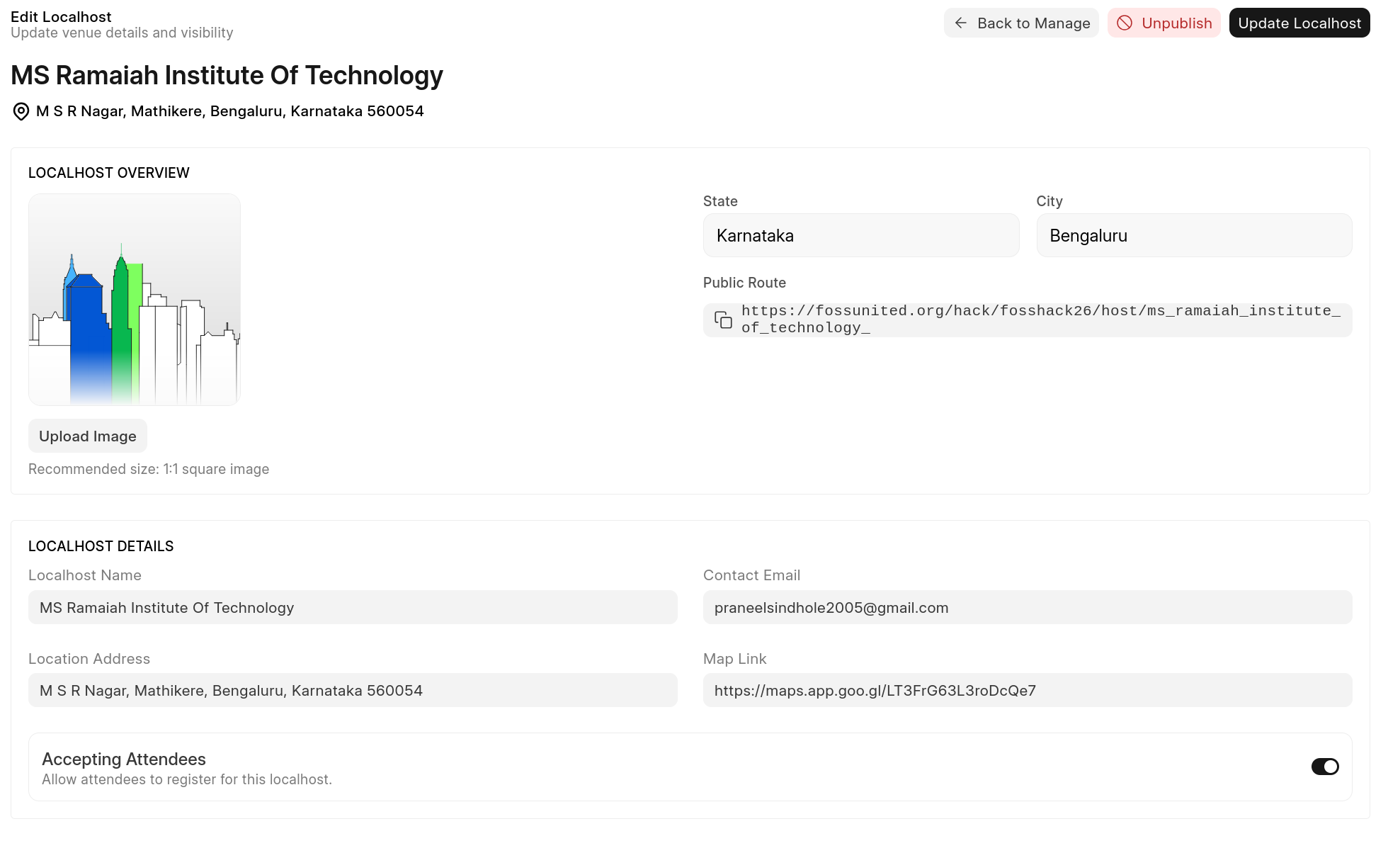 FOSS Hack Localhost Info