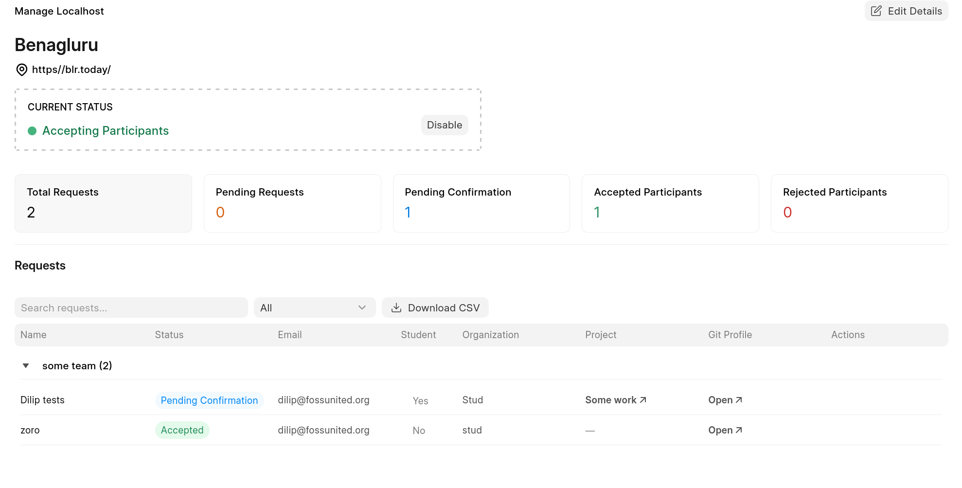 FOSS Hack Manage Localhost