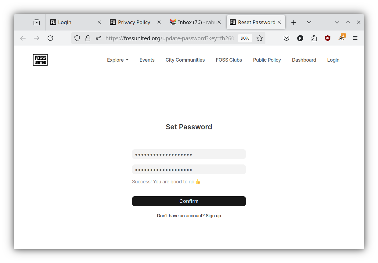 Set password for the Profile